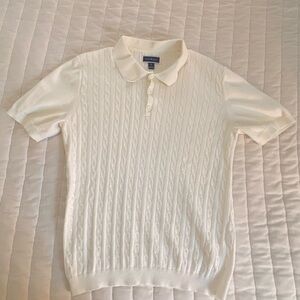 Club Room Ivory Cable Knit Polo Shirt